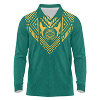 Jamaica Tribal Custom Football Long Sleeve Polo Shirt Green Style - Wonder Print Shop