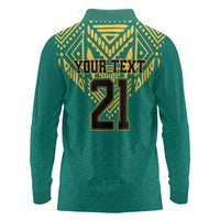 Jamaica Tribal Custom Football Long Sleeve Polo Shirt Green Style - Wonder Print Shop