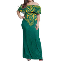 Jamaica Tribal Custom Football Off Shoulder Maxi Dress Green Style - Wonder Print Shop