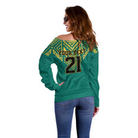 Jamaica Tribal Custom Football Off Shoulder Sweater Green Style - Wonder Print Shop