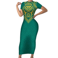 Jamaica Tribal Custom Football Short Sleeve Bodycon Dress Green Style - Wonder Print Shop