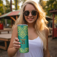Jamaica Tribal Custom Football Skinny Tumbler Green Style - Wonder Print Shop