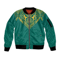 Jamaica Tribal Custom Football Sleeve Zip Bomber Jacket Green Style - Wonder Print Shop