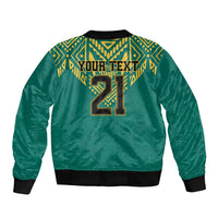 Jamaica Tribal Custom Football Sleeve Zip Bomber Jacket Green Style - Wonder Print Shop