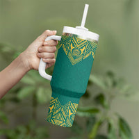 Jamaica Tribal Custom Football Tumbler With Handle Green Style - Wonder Print Shop