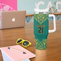 Jamaica Tribal Custom Football Tumbler With Handle Green Style - Wonder Print Shop