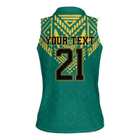 Jamaica Tribal Custom Football Women Sleeveless Polo Shirt Green Style - Wonder Print Shop