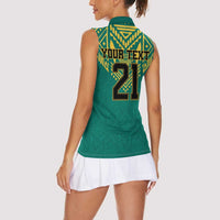 Jamaica Tribal Custom Football Women Sleeveless Polo Shirt Green Style - Wonder Print Shop