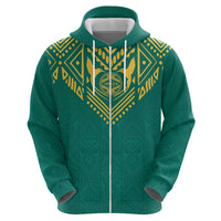 Jamaica Tribal Custom Football Zip Hoodie Green Style - Wonder Print Shop