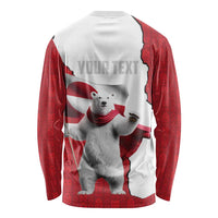 Hands Off Greenland Personalized Long Sleeve Shirt Poland Bear with Flag