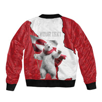 Hands Off Greenland Personalized Sleeve Zip Bomber Jacket Poland Bear with Flag