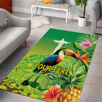 Brazil Rio-Toucan Bird Personalized Area Rug Tropical Flowers