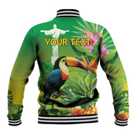 Brazil Rio-Toucan Bird Personalized Baseball Jacket Tropical Flowers