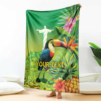 Brazil Rio-Toucan Bird Personalized Blanket Tropical Flowers