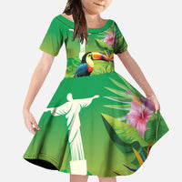 Brazil Rio-Toucan Bird Personalized Family Matching Off Shoulder Maxi Dress and Hawaiian Shirt Tropical Flowers