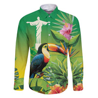 Brazil Rio-Toucan Bird Personalized Family Matching Off Shoulder Maxi Dress and Hawaiian Shirt Tropical Flowers