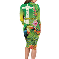 Brazil Rio-Toucan Bird Personalized Long Sleeve Bodycon Dress Tropical Flowers