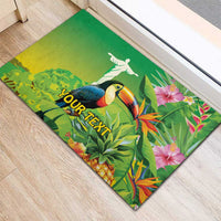 Brazil Rio-Toucan Bird Personalized Rubber Doormat Tropical Flowers