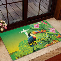 Brazil Rio-Toucan Bird Personalized Rubber Doormat Tropical Flowers