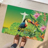 Brazil Rio-Toucan Bird Personalized Rubber Doormat Tropical Flowers