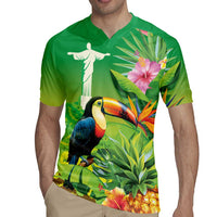 Brazil Rio-Toucan Bird Personalized Rugby Jersey Tropical Flowers