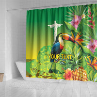 Brazil Rio-Toucan Bird Personalized Shower Curtain Tropical Flowers