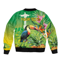 Brazil Rio-Toucan Bird Personalized Sleeve Zip Bomber Jacket Tropical Flowers