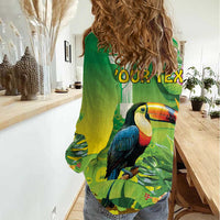Brazil Rio-Toucan Bird Personalized Women Casual Shirt Tropical Flowers