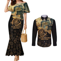 Gulf Of Mexico Couples Matching Mermaid Dress and Long Sleeve Button Shirt Historic Gulf of Mexico Map Since 1550