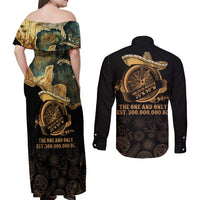 Gulf Of Mexico Couples Matching Off Shoulder Maxi Dress and Long Sleeve Button Shirt Historic Gulf of Mexico Map Since 1550