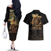 Gulf Of Mexico Couples Matching Off The Shoulder Long Sleeve Dress and Hawaiian Shirt Historic Gulf of Mexico Map Since 1550