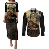 Gulf Of Mexico Couples Matching Puletasi and Long Sleeve Button Shirt Historic Gulf of Mexico Map Since 1550