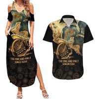 Gulf Of Mexico Couples Matching Summer Maxi Dress and Hawaiian Shirt Historic Gulf of Mexico Map Since 1550