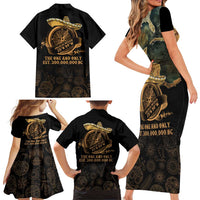 Gulf Of Mexico Family Matching Short Sleeve Bodycon Dress and Hawaiian Shirt Historic Gulf of Mexico Map Since 1550