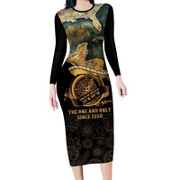 Gulf Of Mexico Long Sleeve Bodycon Dress Historic Gulf of Mexico Map Since 1550