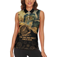 Gulf Of Mexico Women Sleeveless Polo Shirt Historic Gulf of Mexico Map Since 1550