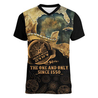 Gulf Of Mexico Women V-Neck T-Shirt Historic Gulf of Mexico Map Since 1550