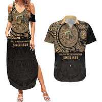 Gulf of Mexico Personalized Couples Matching Summer Maxi Dress and Hawaiian Shirt Since 1569 Aztec Vingtage