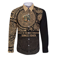 Gulf of Mexico Personalized Family Matching Off The Shoulder Long Sleeve Dress and Hawaiian Shirt Since 1569 Aztec Vingtage