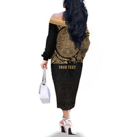 Gulf of Mexico Personalized Family Matching Off The Shoulder Long Sleeve Dress and Hawaiian Shirt Since 1569 Aztec Vingtage