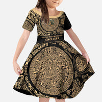 Gulf of Mexico Personalized Family Matching Short Sleeve Bodycon Dress and Hawaiian Shirt Since 1569 Aztec Vingtage