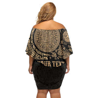 Gulf of Mexico Personalized Off Shoulder Short Dress Since 1569 Aztec Vingtage
