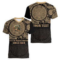 Gulf of Mexico Personalized Women V-Neck T-Shirt Since 1569 Aztec Vingtage