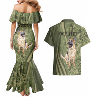 United States Canine Personalized Couples Matching Mermaid Dress and Hawaiian Shirt USA Military K9s Camouflage