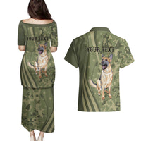 United States Canine Personalized Couples Matching Puletasi and Hawaiian Shirt USA Military K9s Camouflage