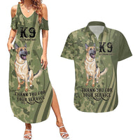 United States Canine Personalized Couples Matching Summer Maxi Dress and Hawaiian Shirt USA Military K9s Camouflage