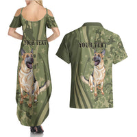United States Canine Personalized Couples Matching Summer Maxi Dress and Hawaiian Shirt USA Military K9s Camouflage