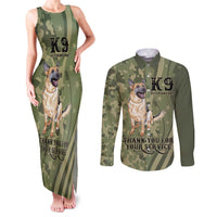 United States Canine Personalized Couples Matching Tank Maxi Dress and Long Sleeve Button Shirt USA Military K9s Camouflage