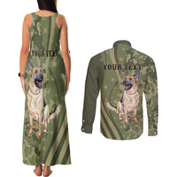 United States Canine Personalized Couples Matching Tank Maxi Dress and Long Sleeve Button Shirt USA Military K9s Camouflage
