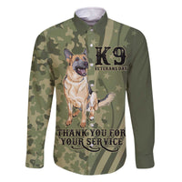 United States Canine Personalized Family Matching Off The Shoulder Long Sleeve Dress and Hawaiian Shirt USA Military K9s Camouflage